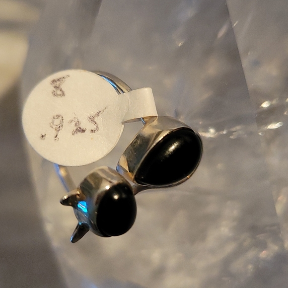 Black Onyx Cat Ring .925 - Picture 5 of 5